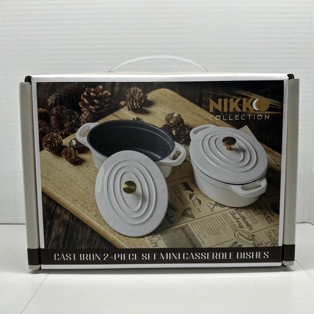 Nikko Collection 2-piece set of mini cast iron casserole dishes NIB